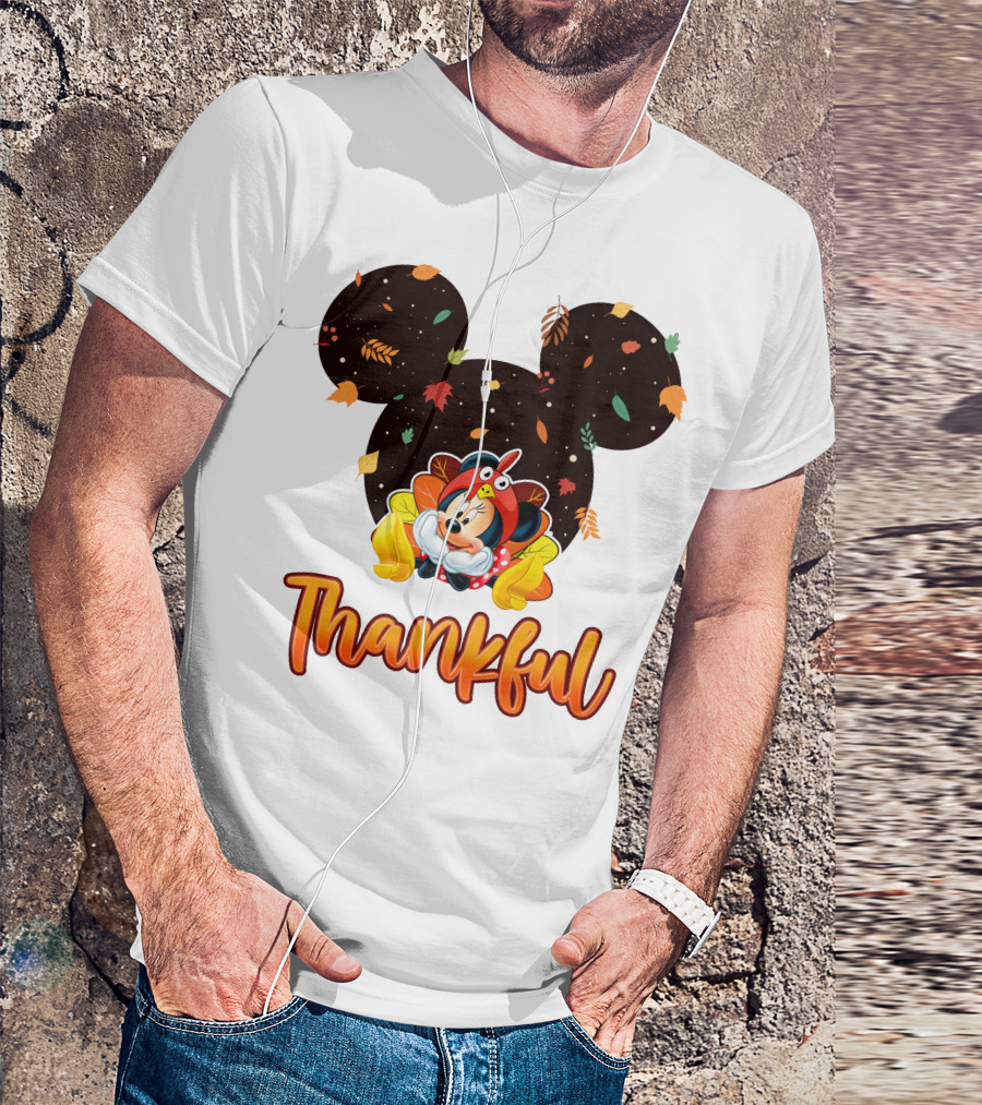 Thankful Minnie Mouse Autumn Leaves T-Shirt