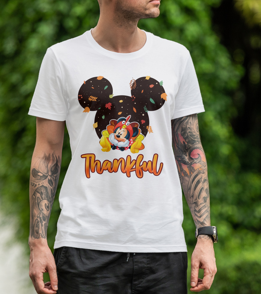 Thankful Minnie Mouse Autumn Leaves T-Shirt