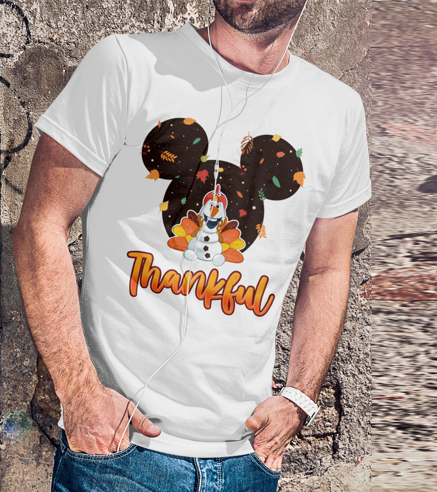 Thankful Olaf Autumn Leaves Mickey Ears T-Shirt