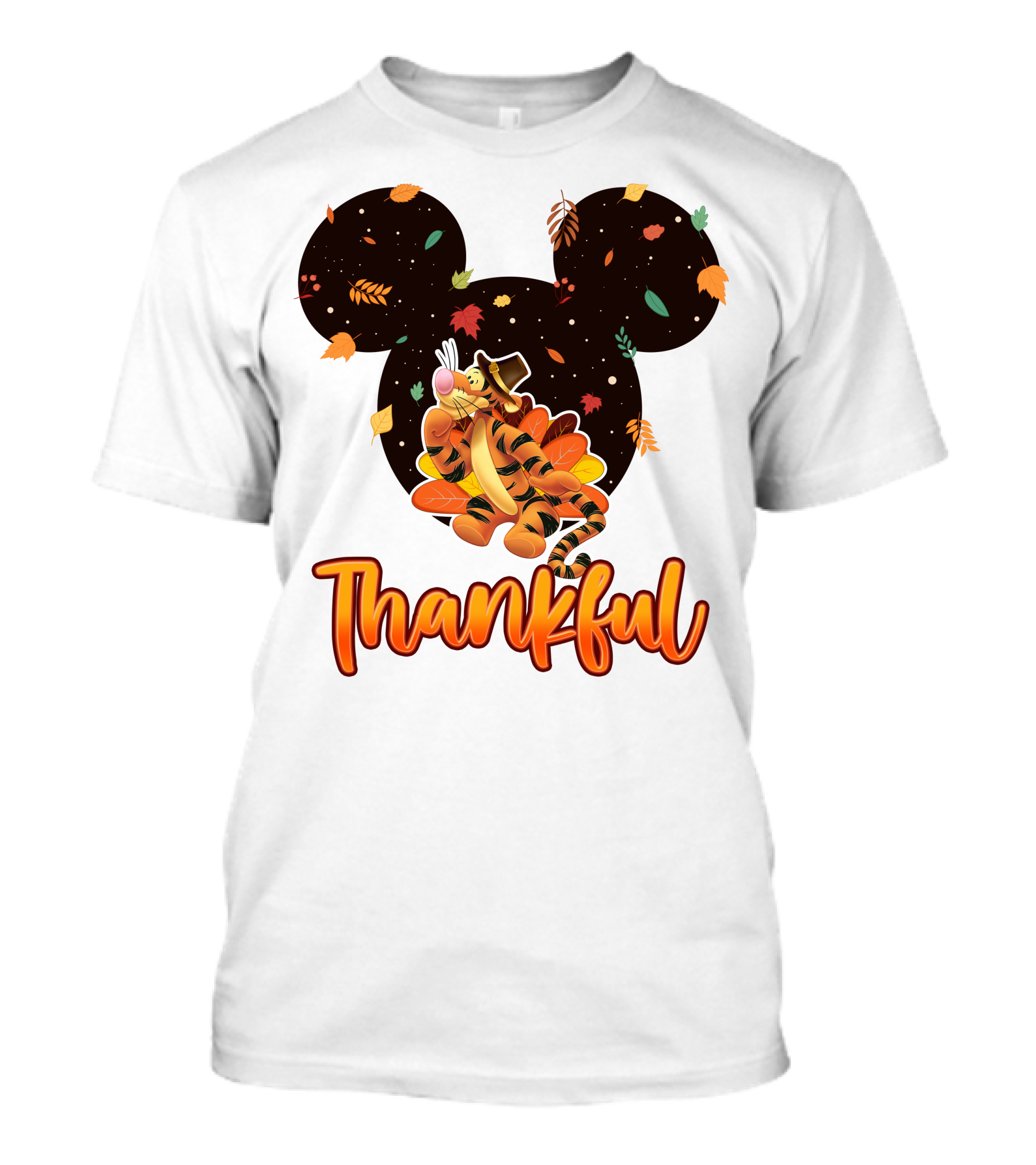 Thankful Tigger With Autumn Leaves And Mickey Ears T-Shirt