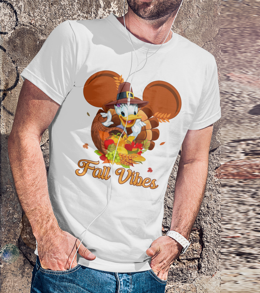 Fall Vibes Daisy Duck Cornucopia Thanksgiving T-Shirt