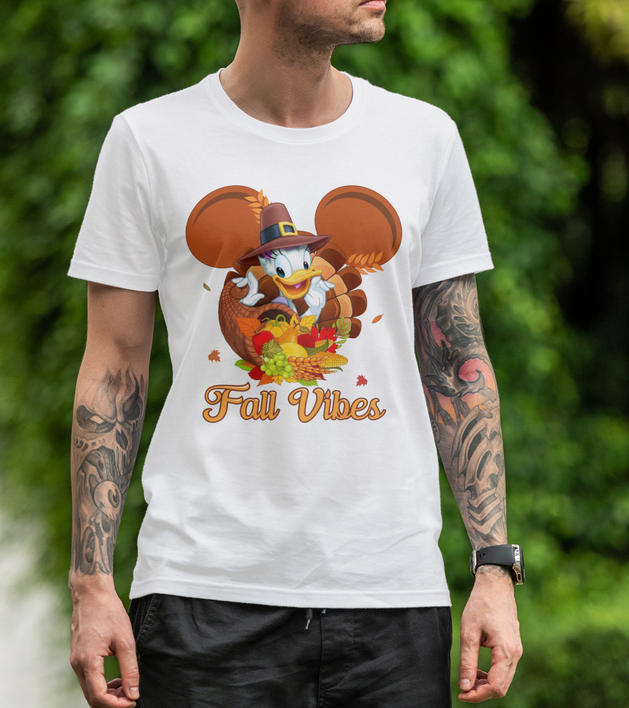 Fall Vibes Daisy Duck Cornucopia Thanksgiving T-Shirt