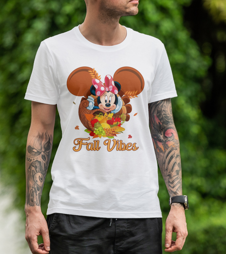 Minnie Fall Vibes Cornucopia Harvest Theme T-Shirt
