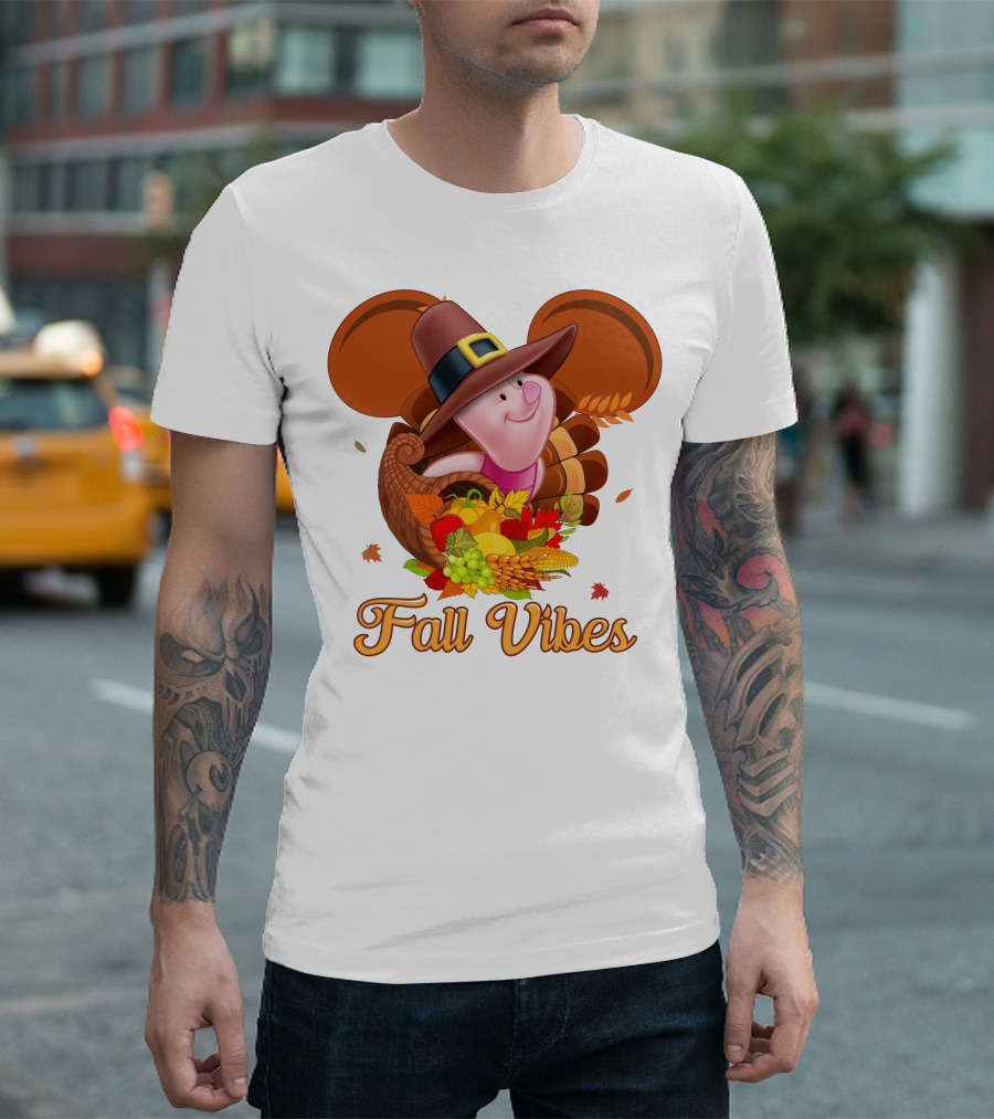 Piglet Fall Vibes Thanksgiving Cornucopia Disney Inspired T-Shirt