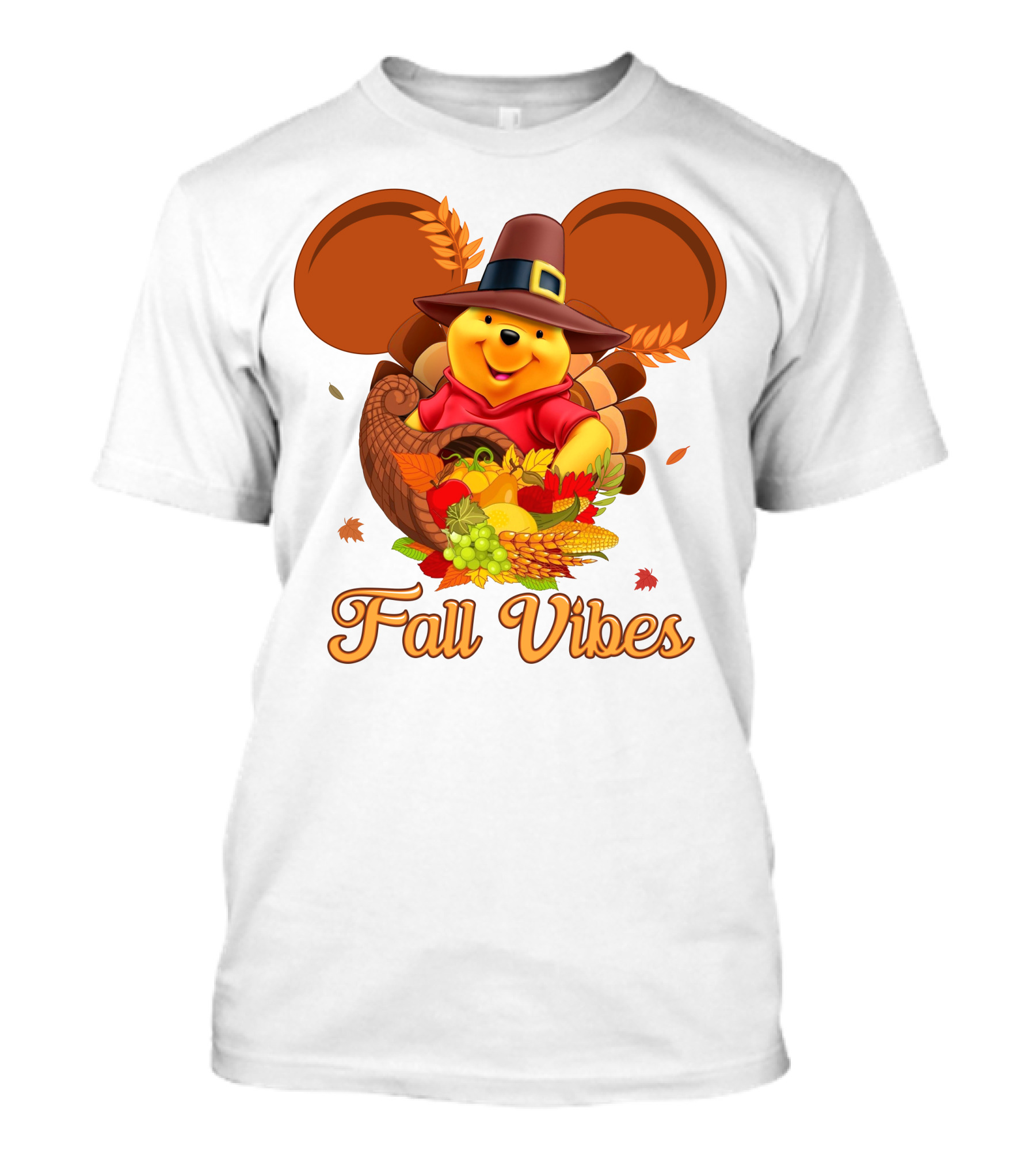 Fall Vibes Pooh Thanksgiving Cornucopia T-Shirt