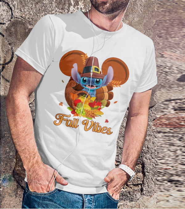 Fall Vibes Stitch Thanksgiving Cornucopia T-Shirt