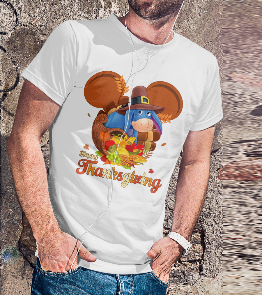 Happy Thanksgiving Eeyore Cornucopia Holiday Celebration T-Shirt