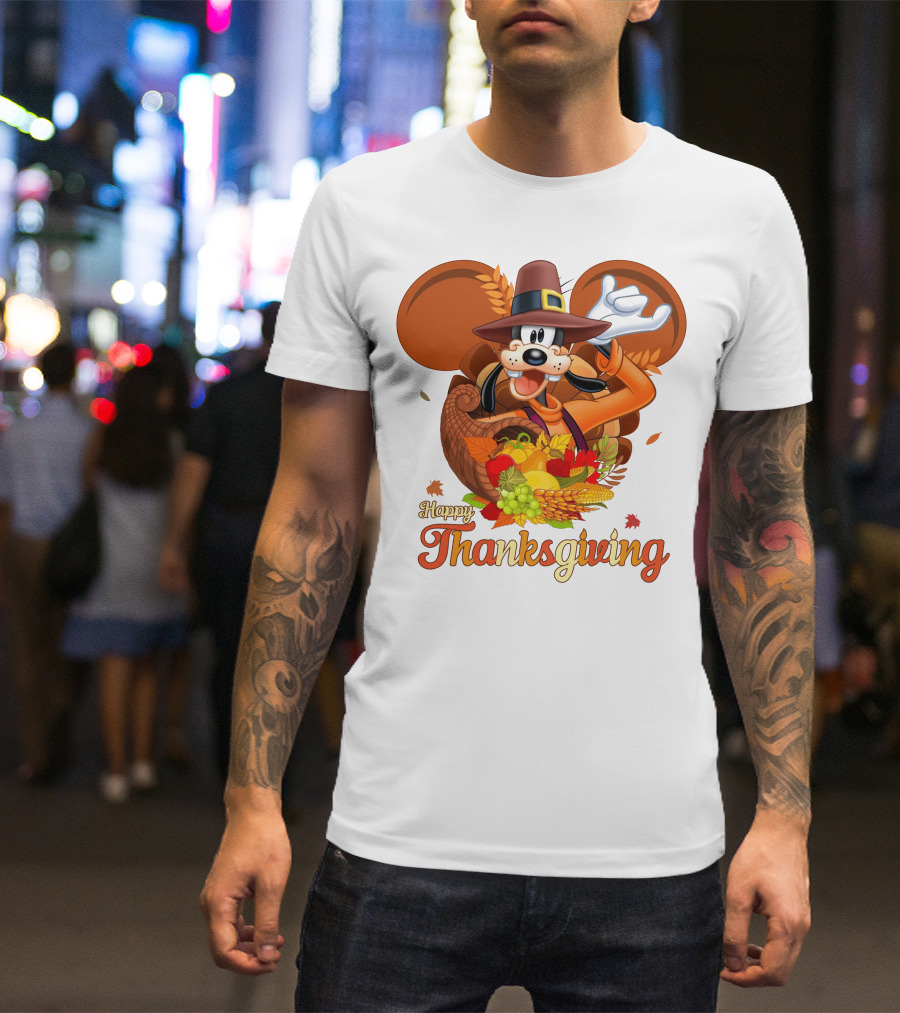 Goofy Happy Thanksgiving Cornucopia Celebration T-Shirt