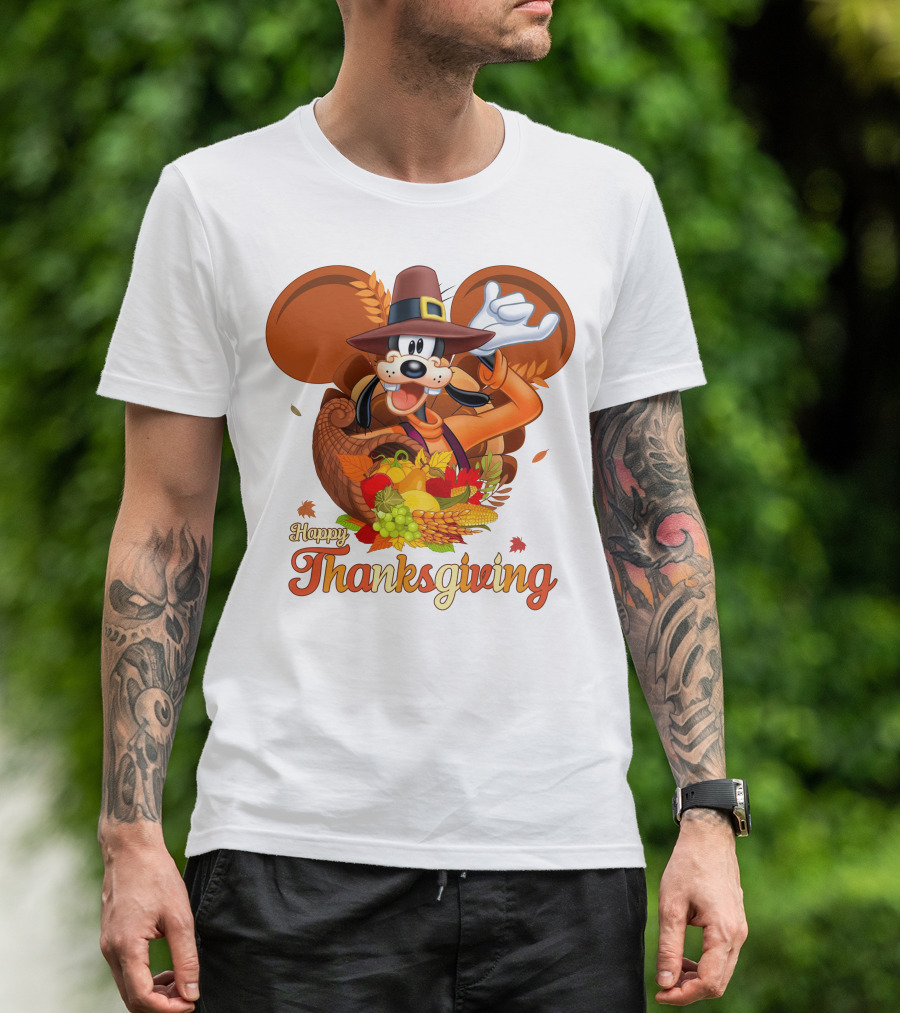 Goofy Happy Thanksgiving Cornucopia Celebration T-Shirt