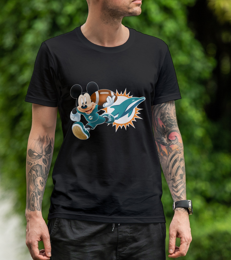 Mickey Miami Dolphins Football Crossover T-Shirt