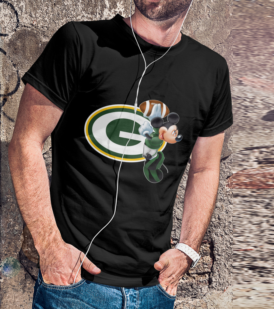 Mickey Mouse Green Bay Packers Football T-Shirt