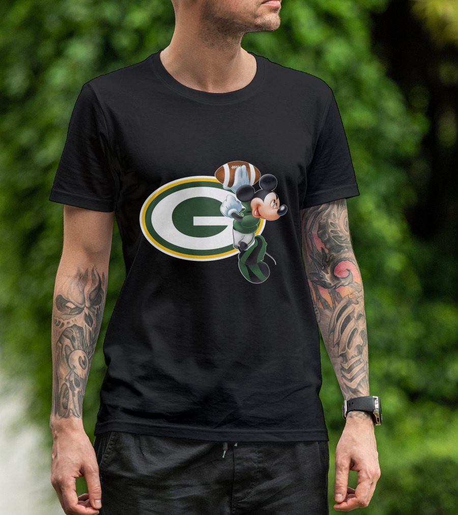 Mickey Mouse Green Bay Packers Football T-Shirt