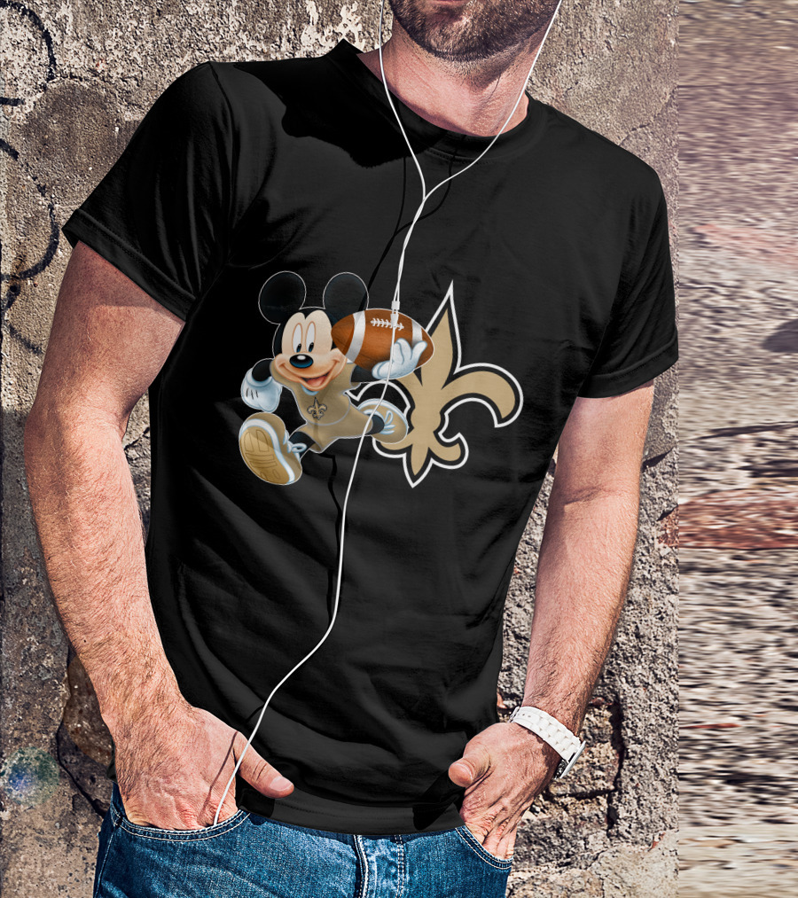Mickey Nos New Orleans Saints Football Fleur-De-Lis T-Shirt