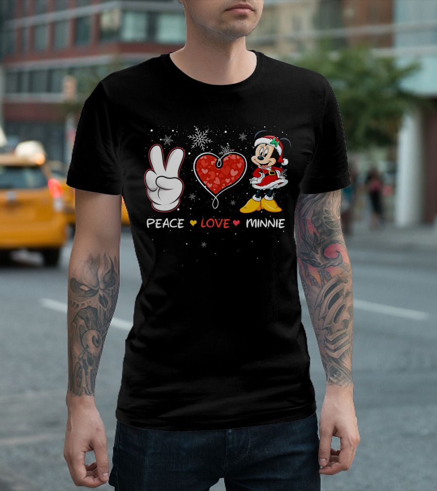 Peace Love Minnie Christmas Holiday Theme T-Shirt