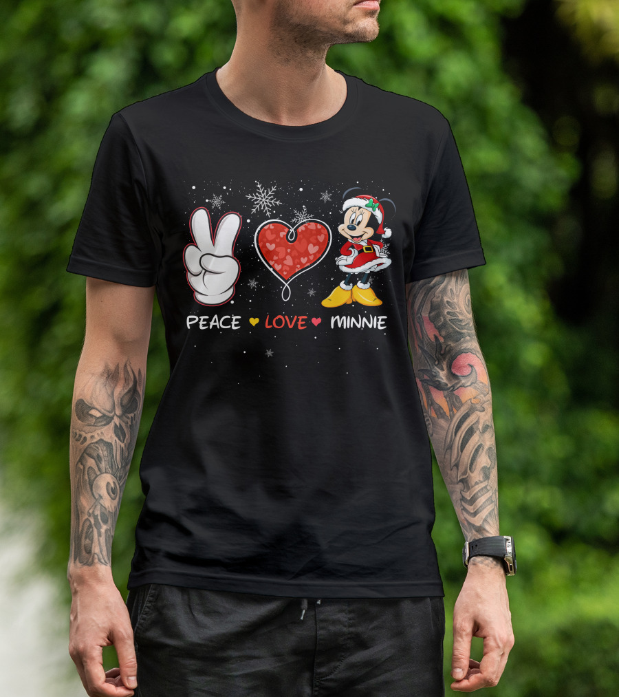 Peace Love Minnie Christmas Holiday Theme T-Shirt
