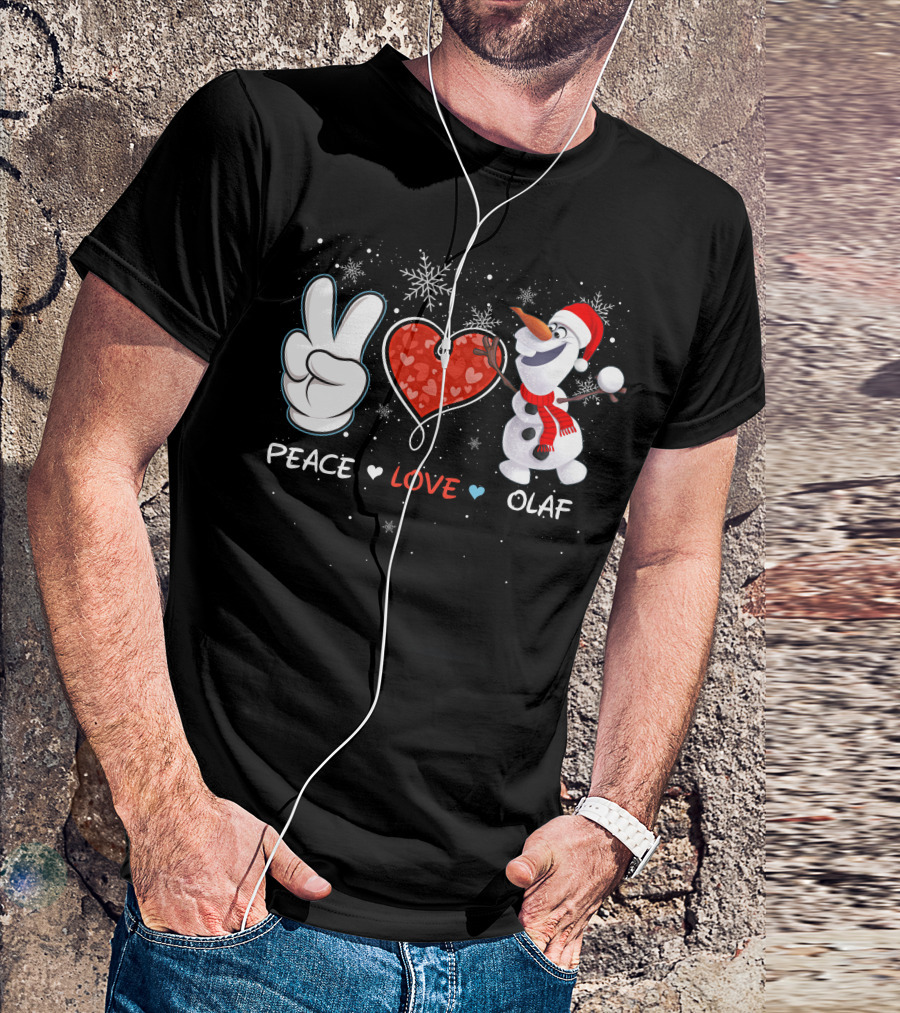 Peace Love Olaf Snowman Winter Holiday Theme T-Shirt