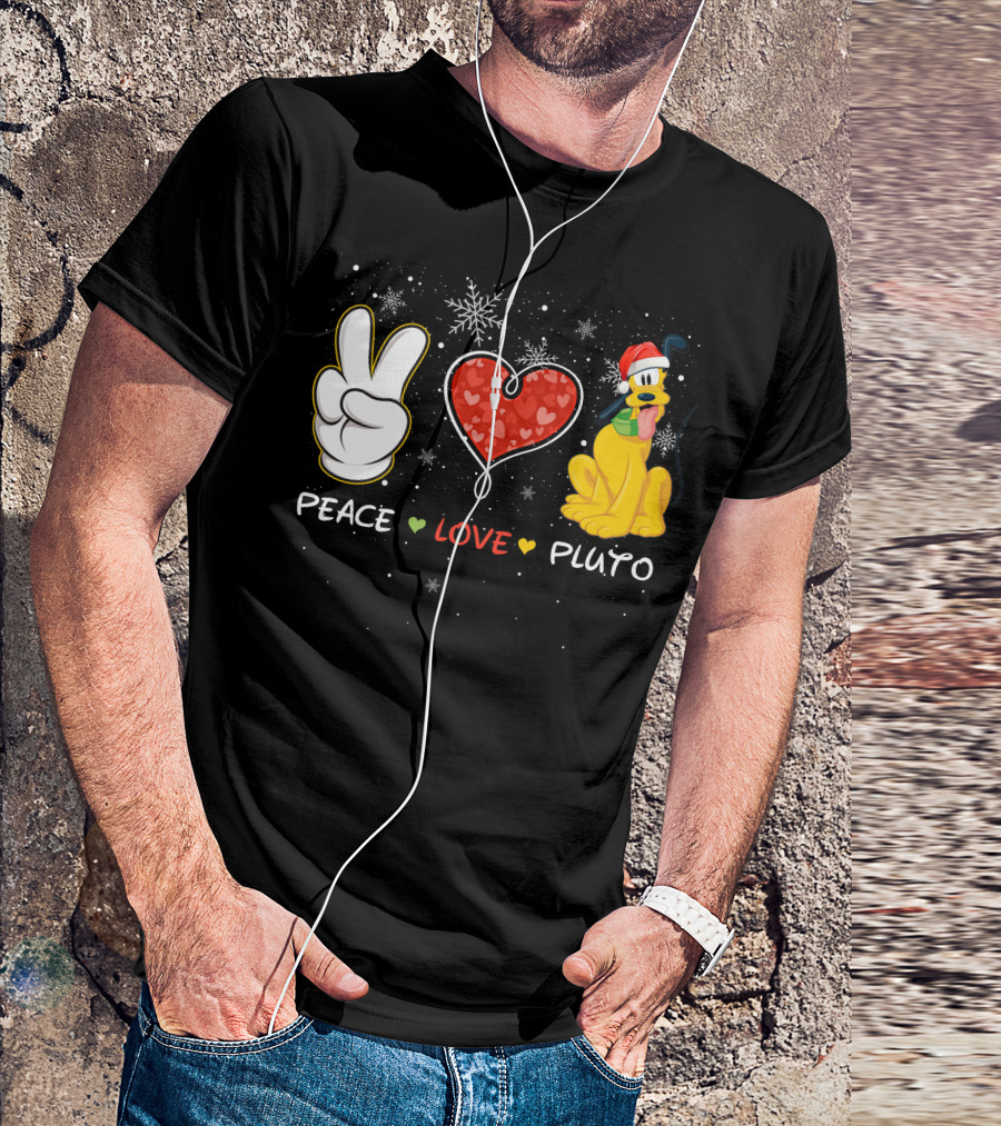 Peace Love Pluto Snowflakes Santa Hat T-Shirt
