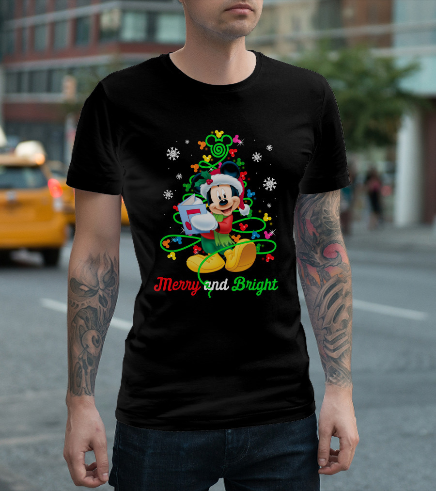 Mickey Mouse Merry And Bright Christmas Holiday Magic T-Shirt