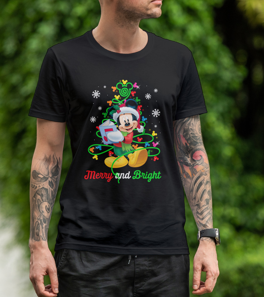 Mickey Mouse Merry And Bright Christmas Holiday Magic T-Shirt