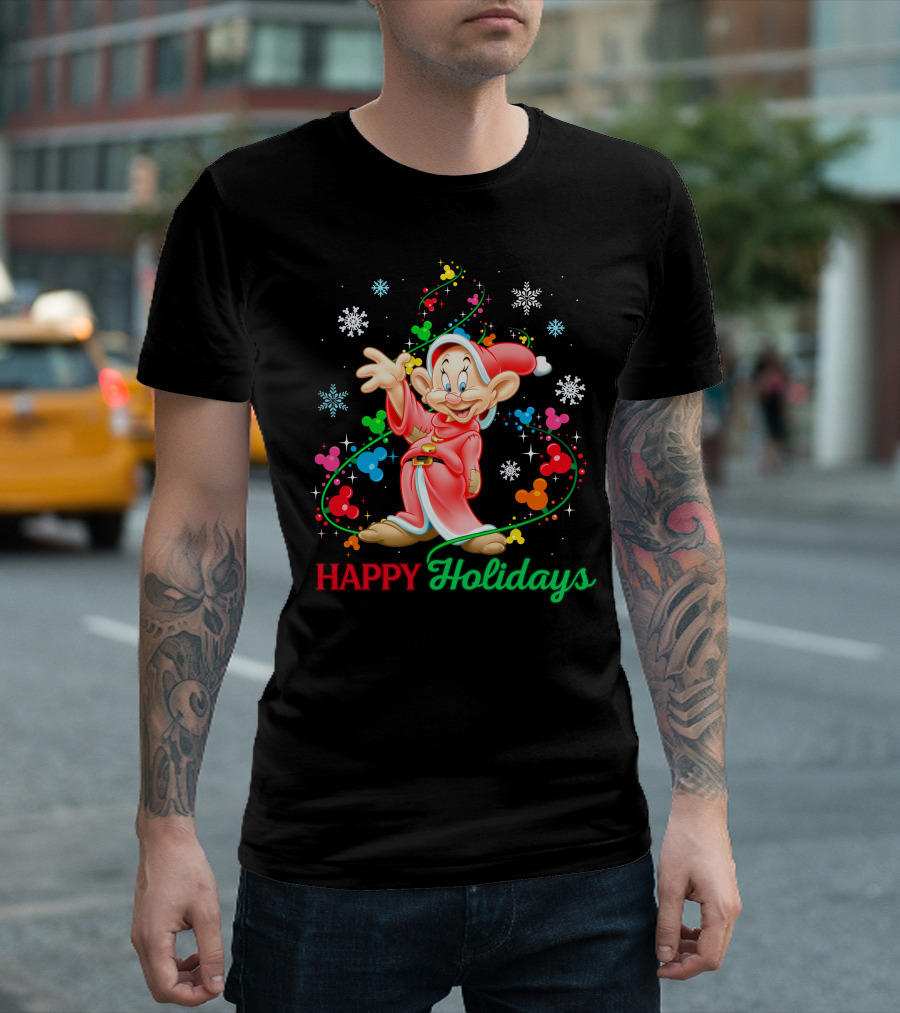Happy Holidays Dopey Disney Snow White Christmas Magic T-Shirt
