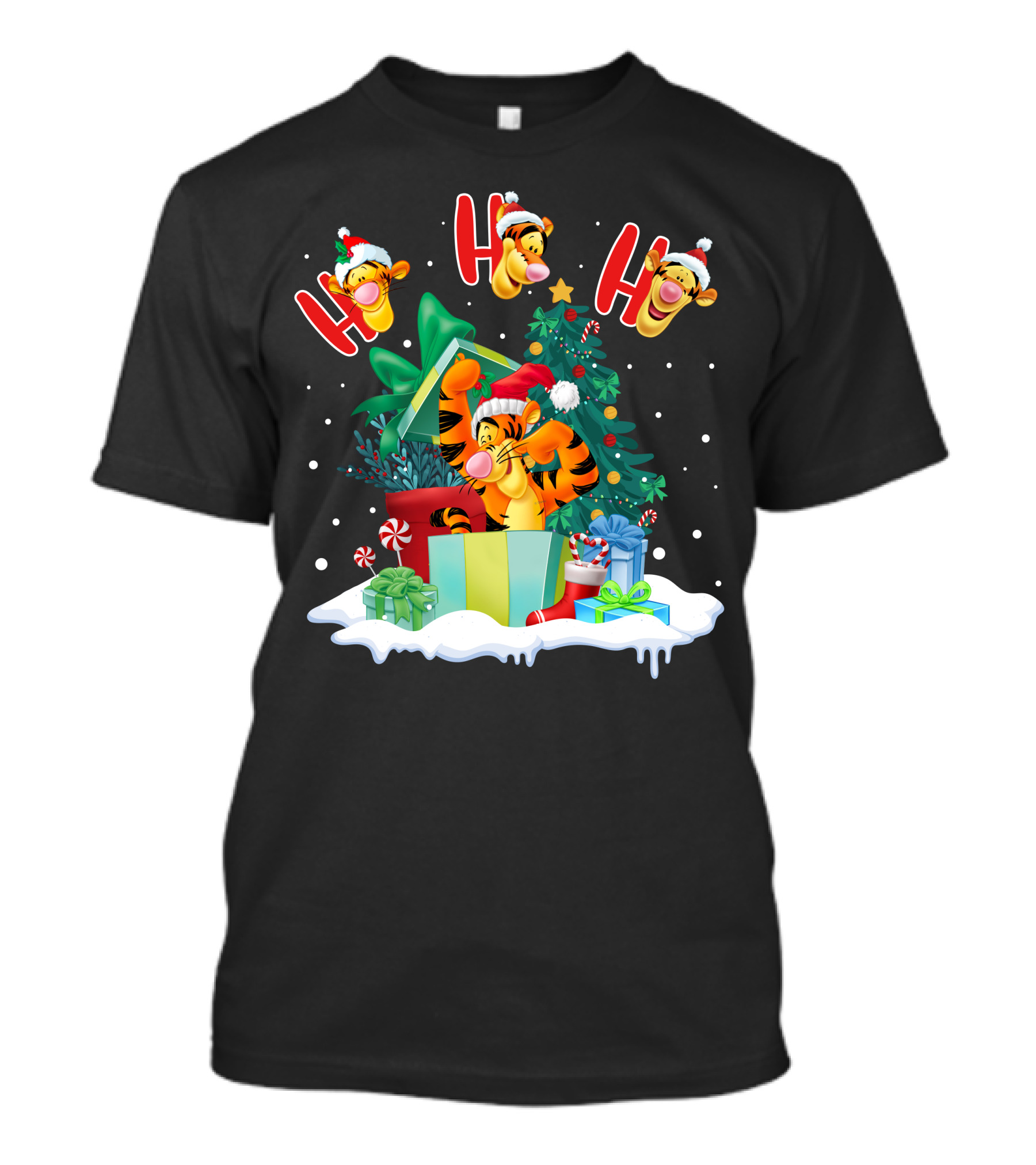 Tigger Ho Ho Ho Christmas Presents And Tree T-Shirt