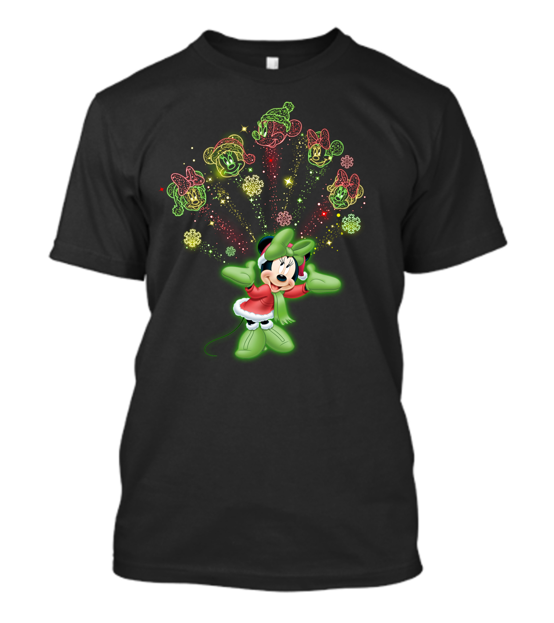 Minnie Festive Holiday Magic With Sparkling Snowflakes And Cheerful Expressions T-Shirt