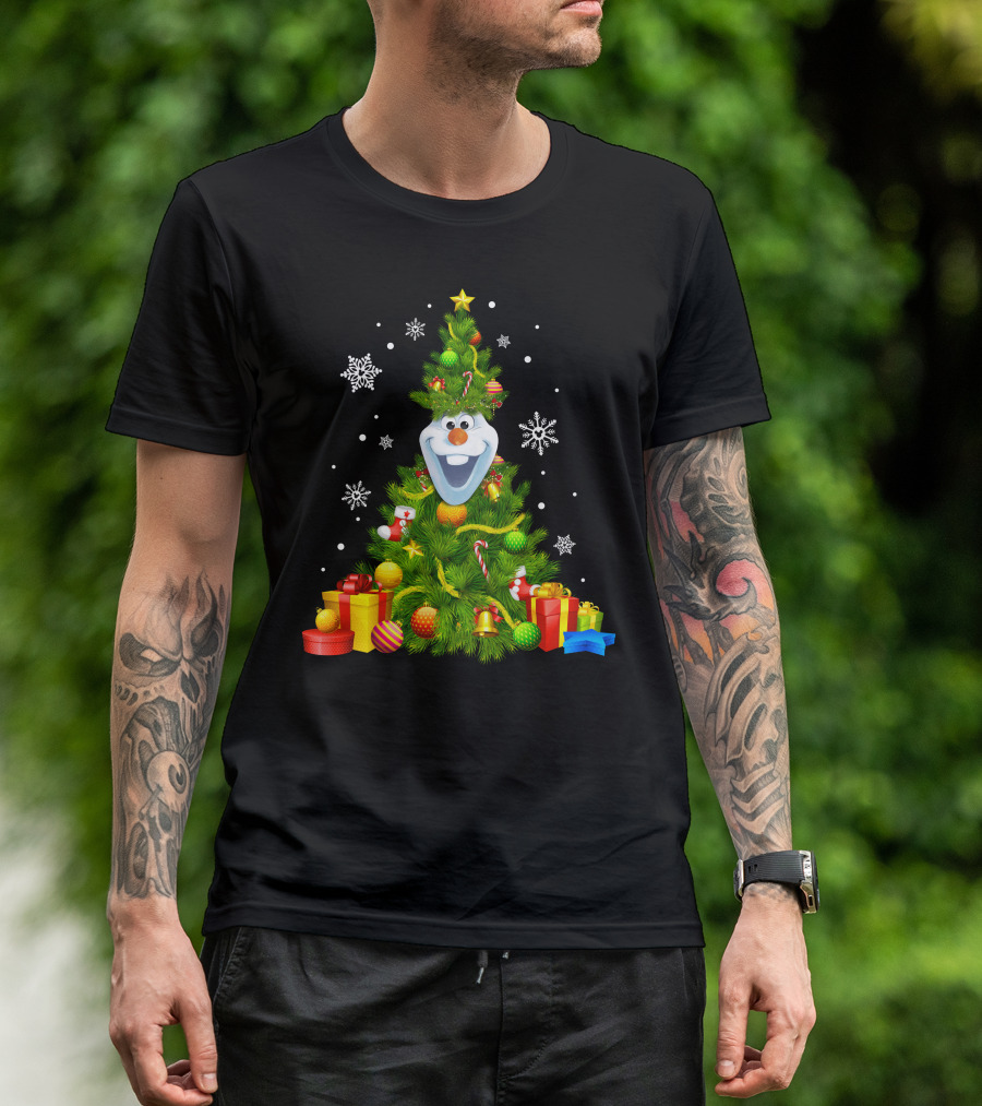 Olaf Christmas Tree Holiday Presents Snowflakes T-Shirt