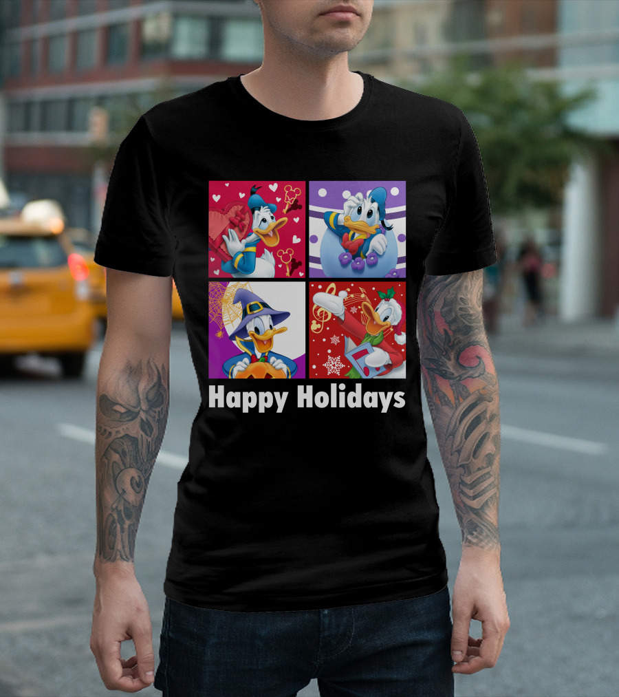 Happy Holidays Donald Duck Seasonal Cheer T-Shirt