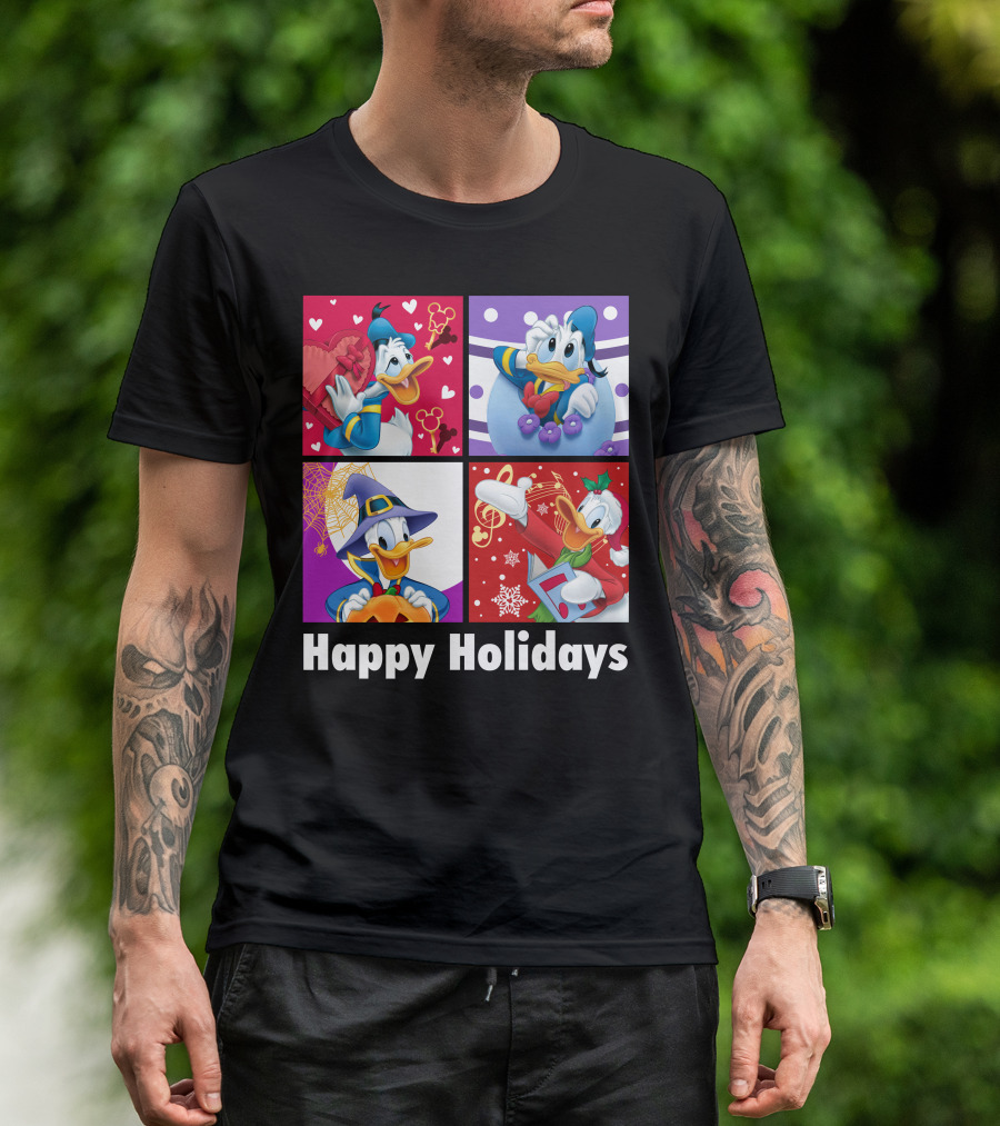Happy Holidays Donald Duck Seasonal Cheer T-Shirt