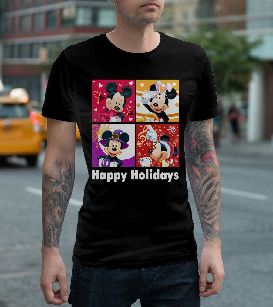 Happy Holidays Mickey Mouse Seasonal Quartet T-Shirt