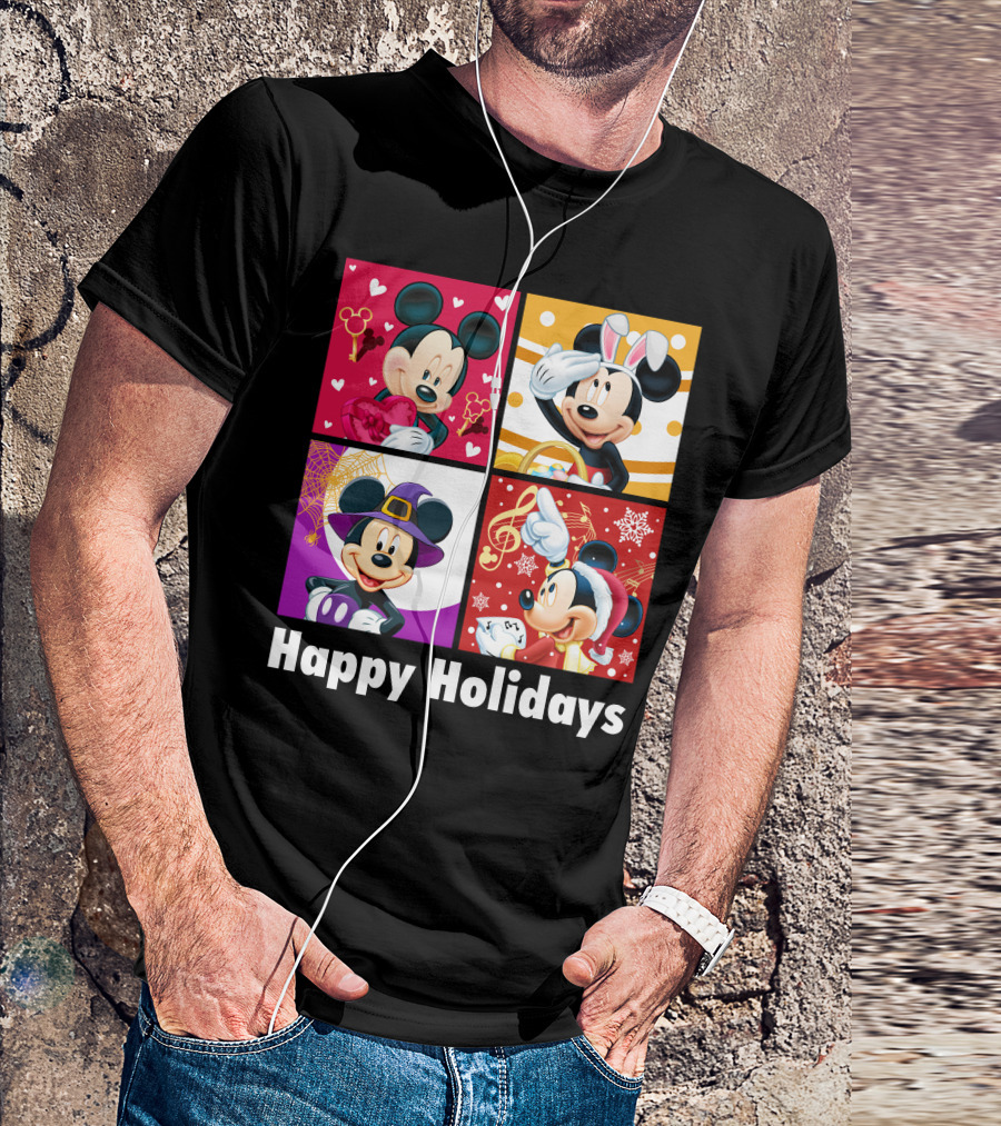 Happy Holidays Mickey Mouse Seasonal Quartet T-Shirt
