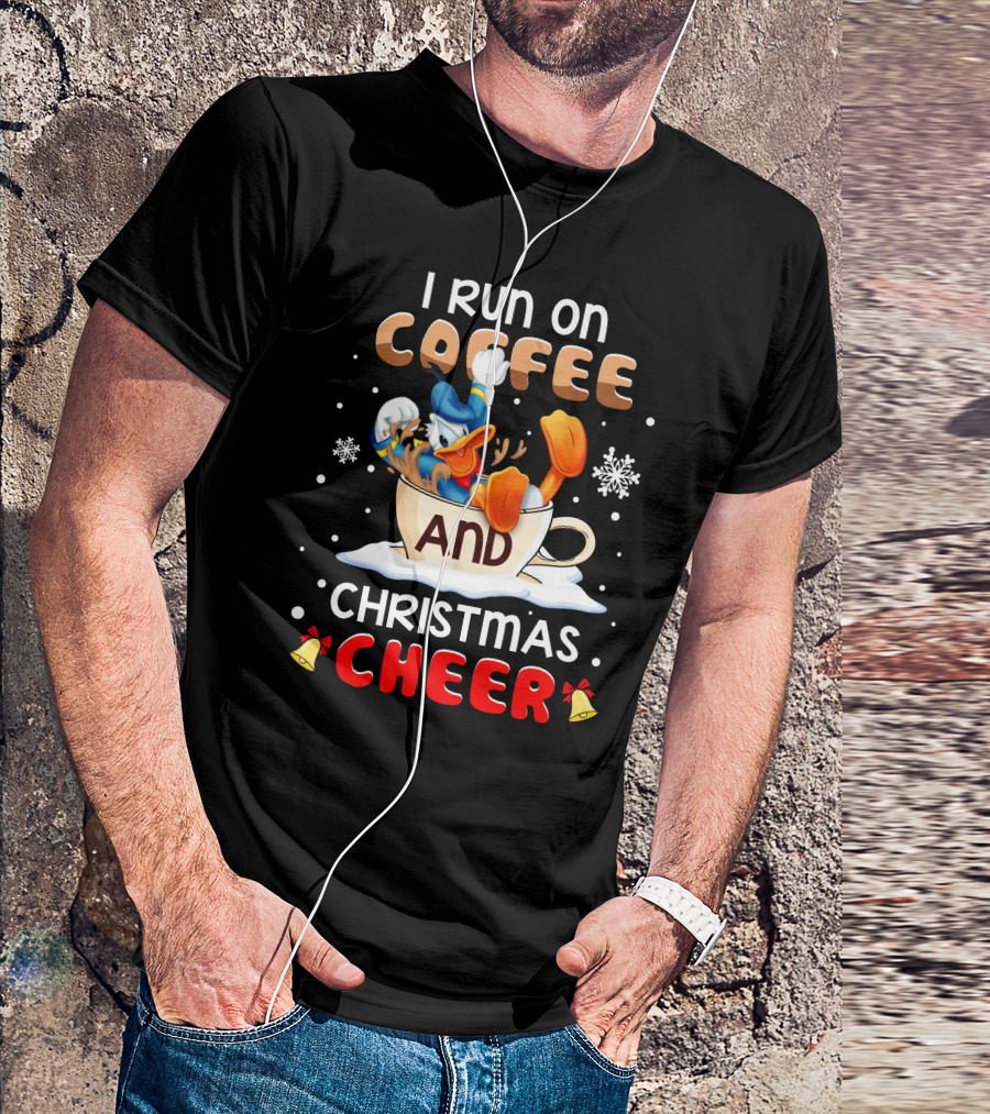 I Run On Coffee And Christmas Cheer Donald Duck T-Shirt