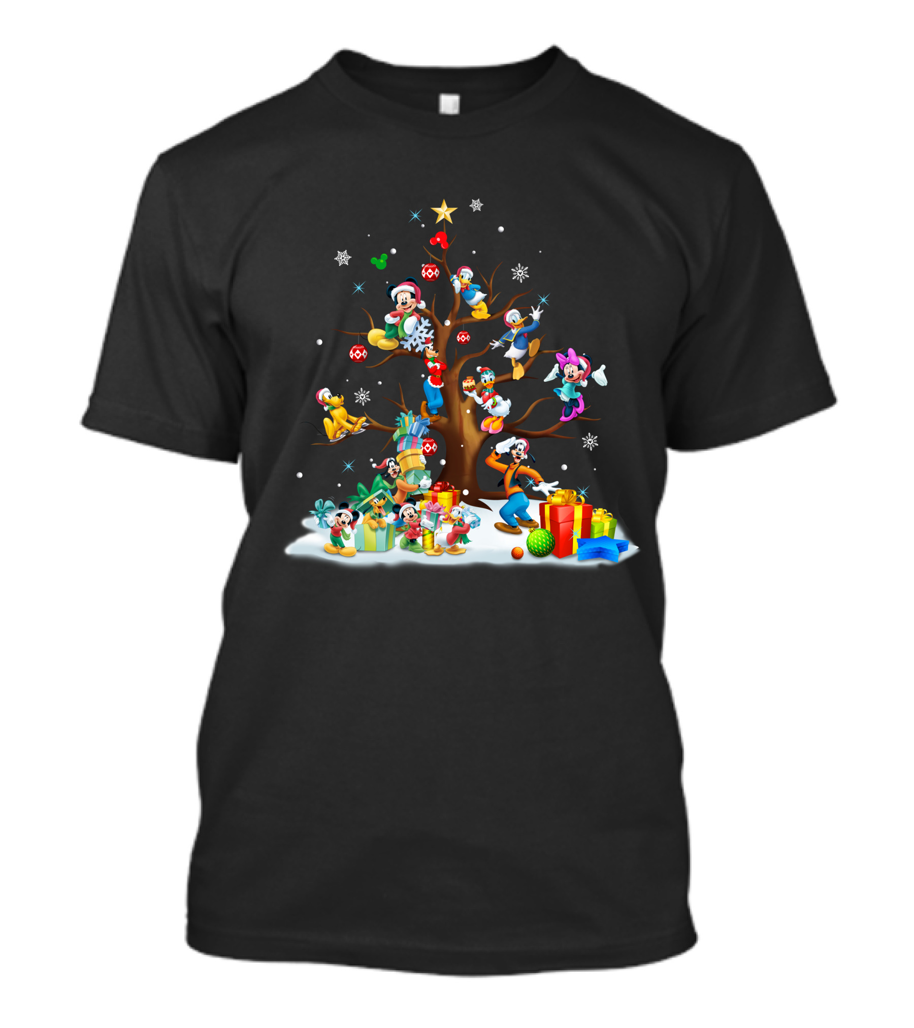 Mickey And Friends Holiday Celebration With Tree And Gifts T-Shirt