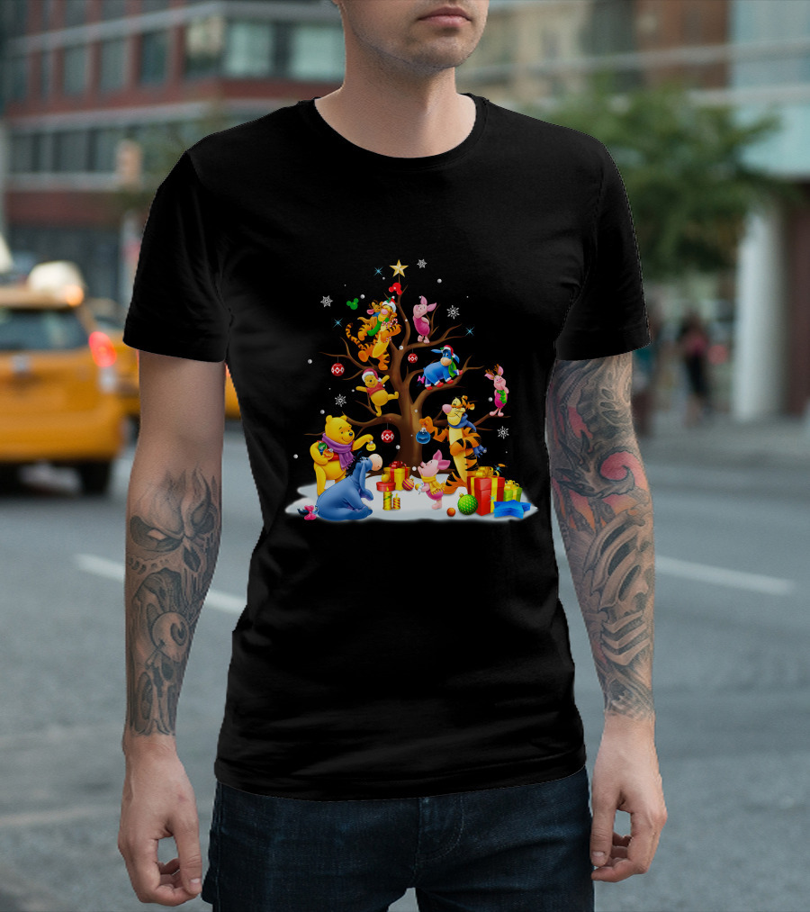 Winnie The Pooh Christmas Tree Celebration With Tigger Piglet And Eeyore T-Shirt