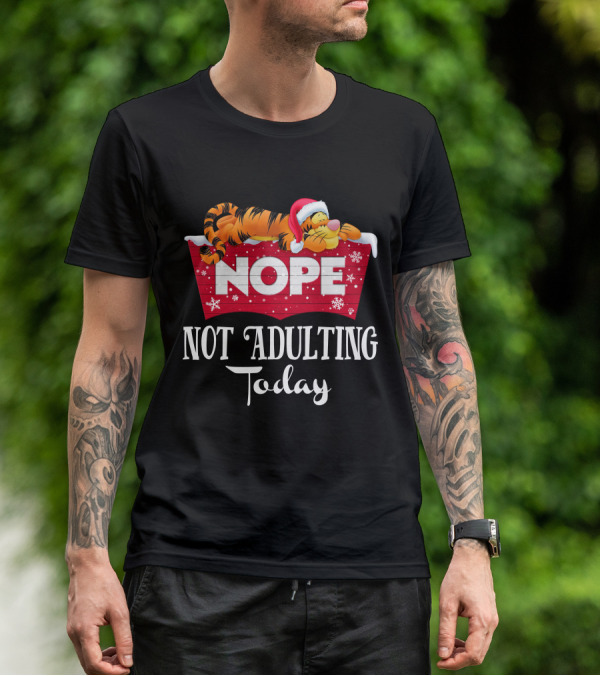 Tigger Nope Not Adulting Today Santa Hat T-Shirt