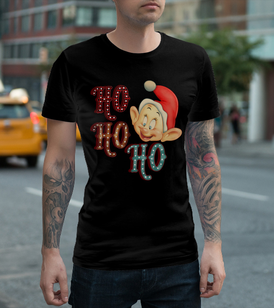 Ho Ho Ho Dopey Santa Hat Christmas Theme T-Shirt