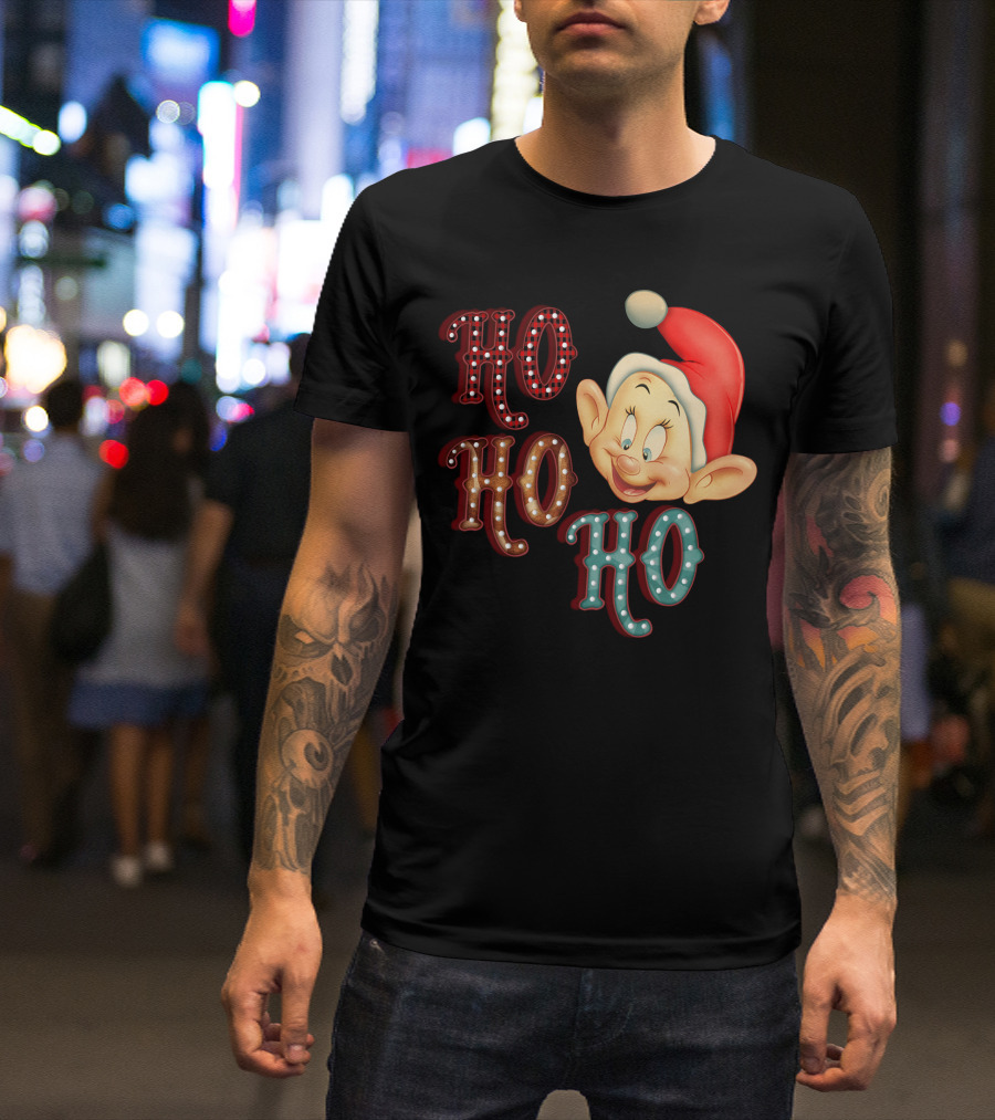 Ho Ho Ho Dopey Santa Hat Christmas Theme T-Shirt