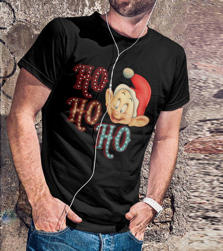 Ho Ho Ho Dopey Santa Hat Christmas Theme T-Shirt