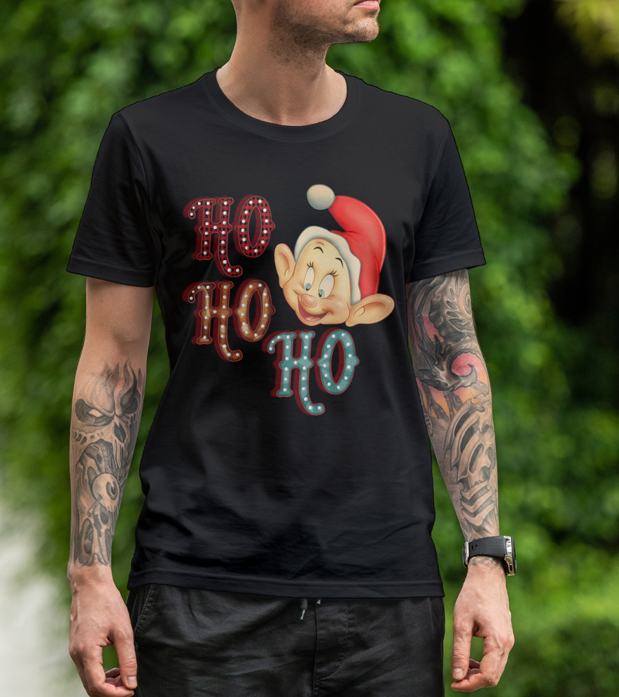 Ho Ho Ho Dopey Santa Hat Christmas Theme T-Shirt