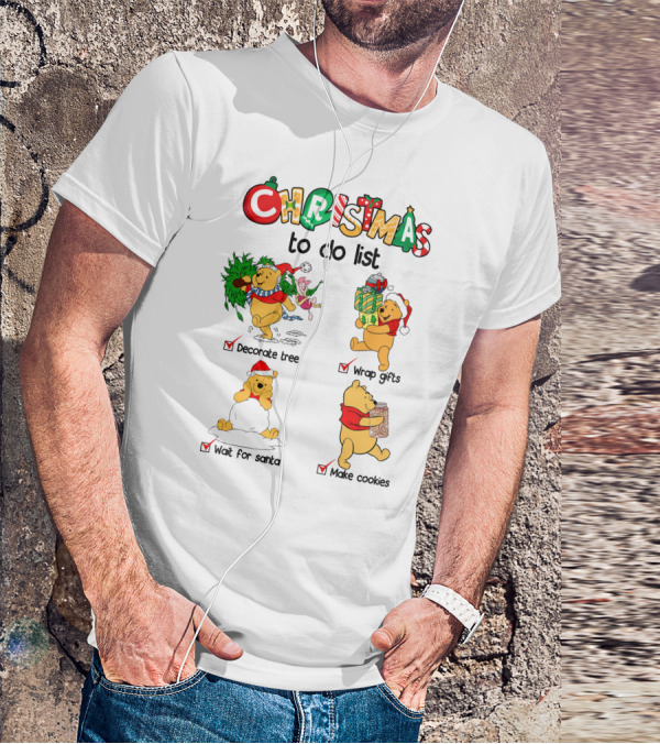 Christmas To Do List Decorate Tree Wrap Gifts Wait For Santa Make Cookies T-Shirt