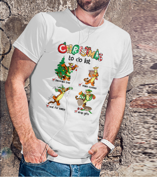 Christmas To Do List Tigger Decorate Tree Make Cookies Wait For Santa Wrap Gifts T-Shirt