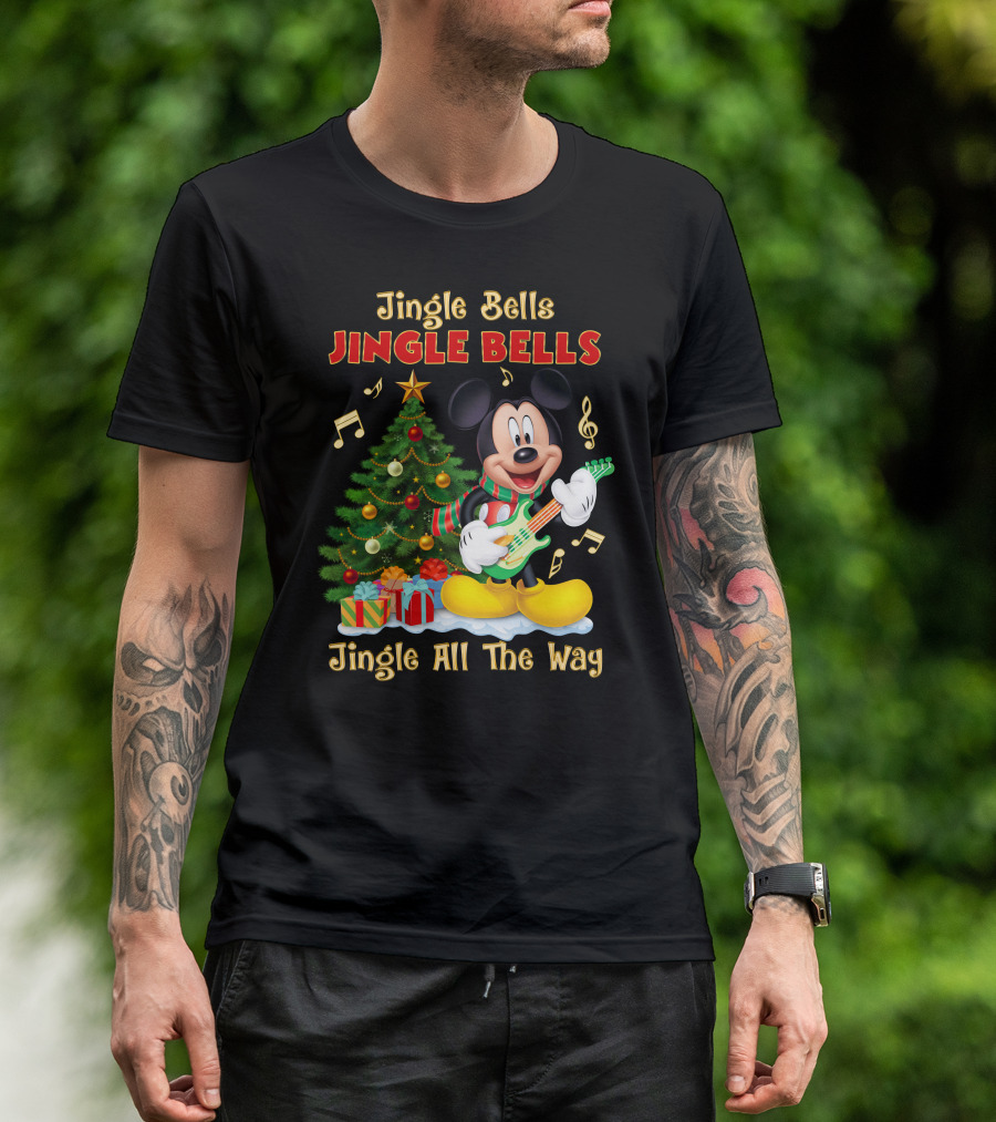 Jingle Bells Jingle Bells Mickey Jingle All The Way Christmas Tree T-Shirt