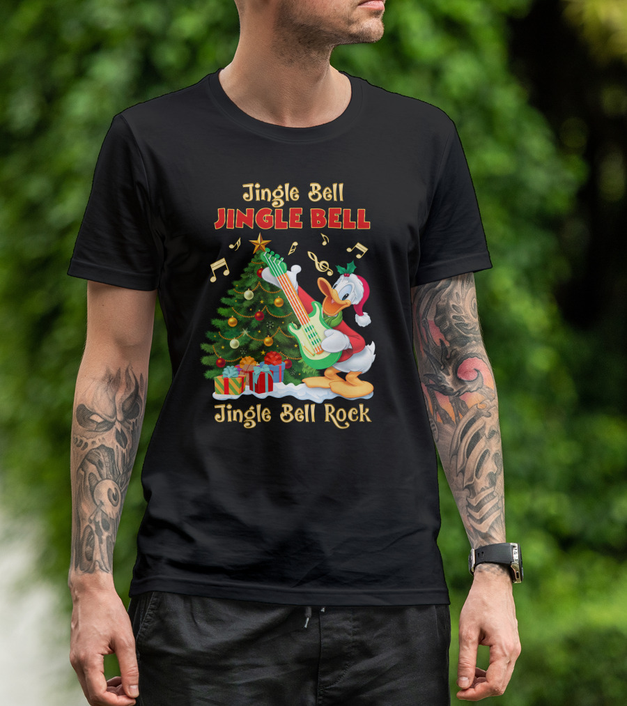Jingle Bell Jingle Bell Jingle Bell Rock Donald Christmas Tree Guitar T-Shirt