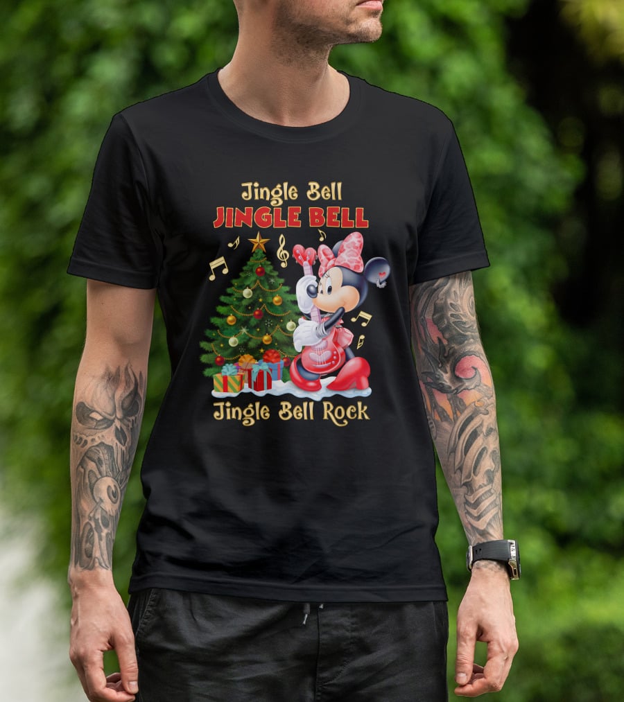 Jingle Bell Jingle Bell Jingle Bell Rock Minnie Mouse Christmas Tree Gifts T-Shirt