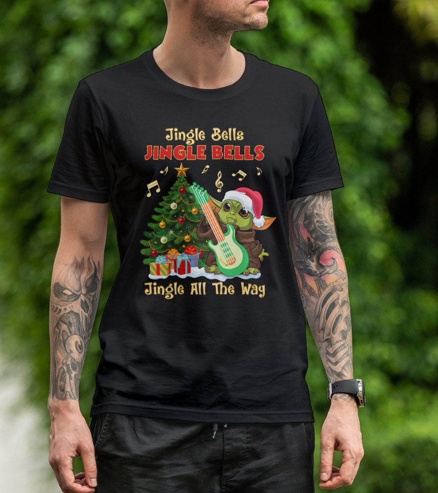 Jingle Bells Yoda Christmas Tree Guitar Jingle All The Way T-Shirt