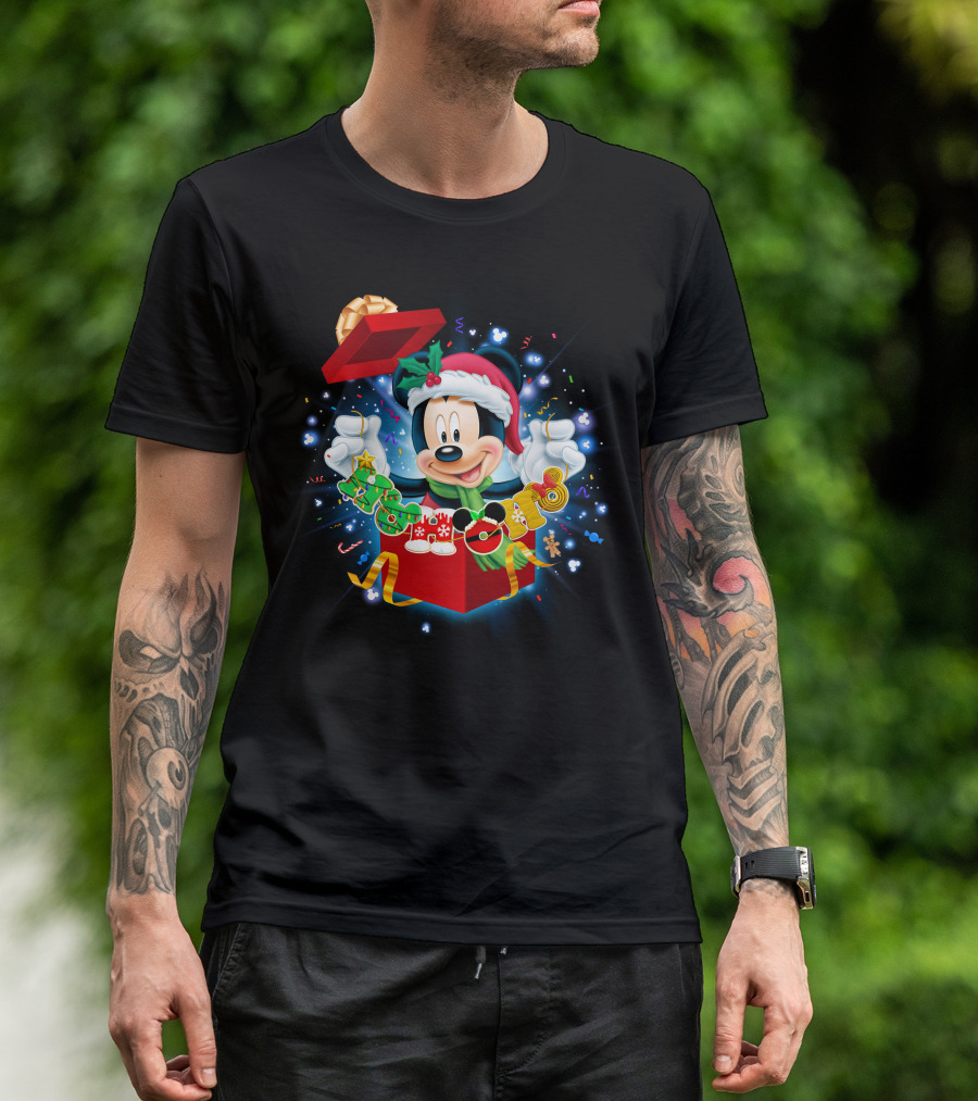 Mickey Mouse Christmas Holiday Surprise Present T-Shirt