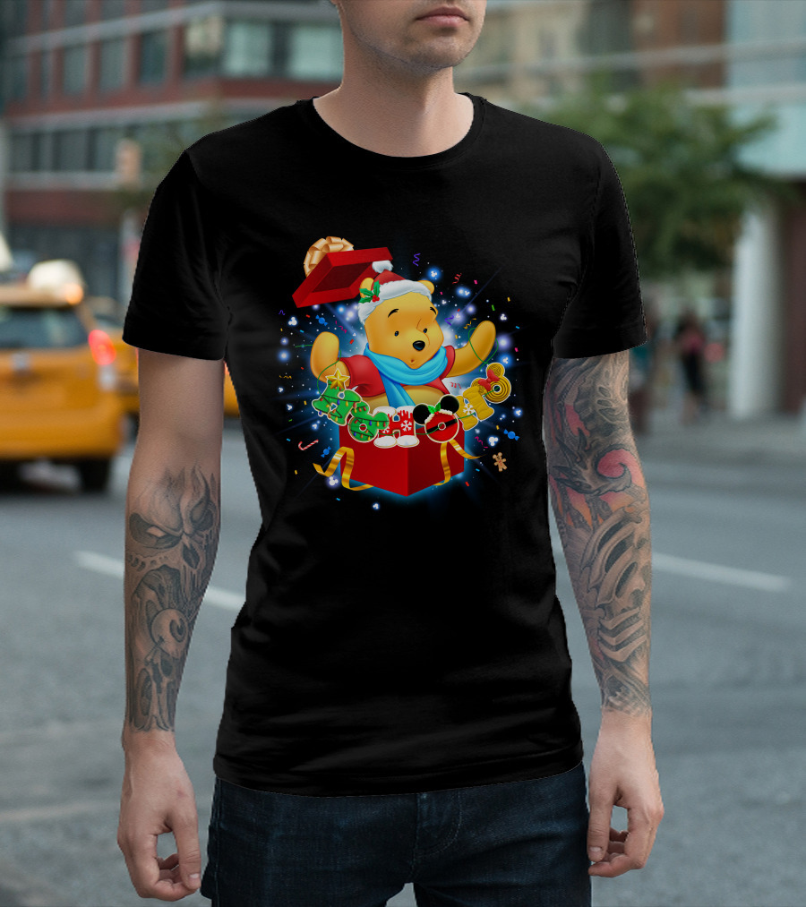 Winnie The Pooh Christmas Gift Box Holiday Cheer T-Shirt