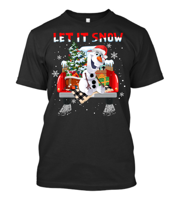 Let It Snow Olaf Christmas Truck Snowflakes Presents T-Shirt