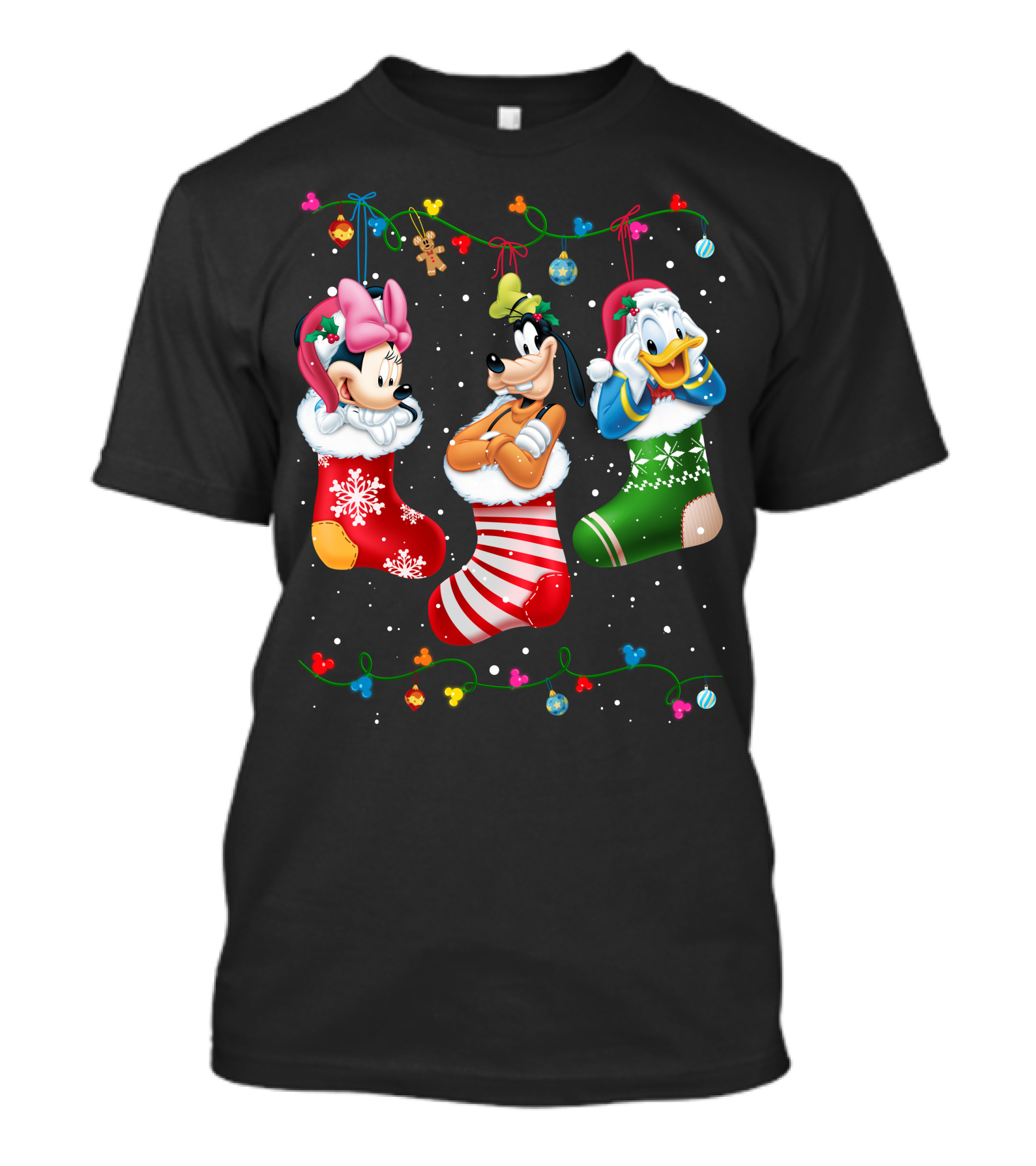 Minnie Donald Goofy Christmas Stockings Holiday T-Shirt
