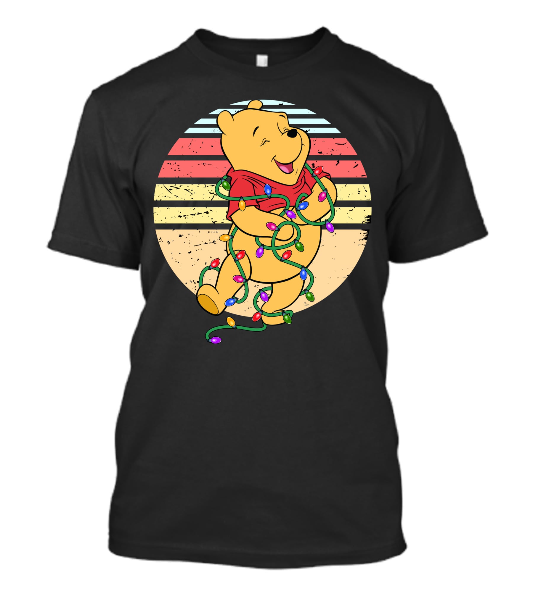 Winnie The Pooh Retro Christmas Lights Vintage Style T-Shirt